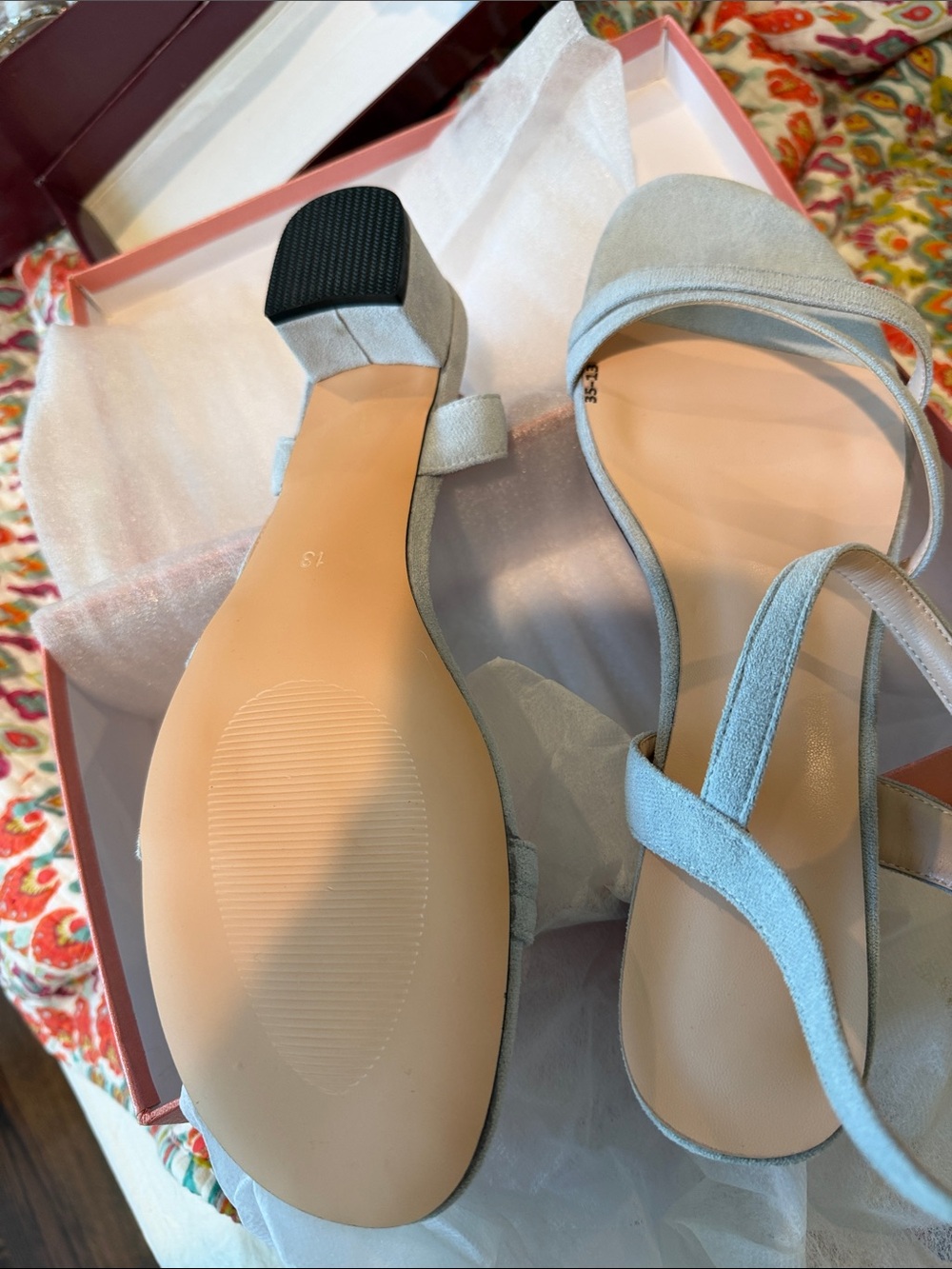 Women's Light blue Suede Block Heel Sandals
